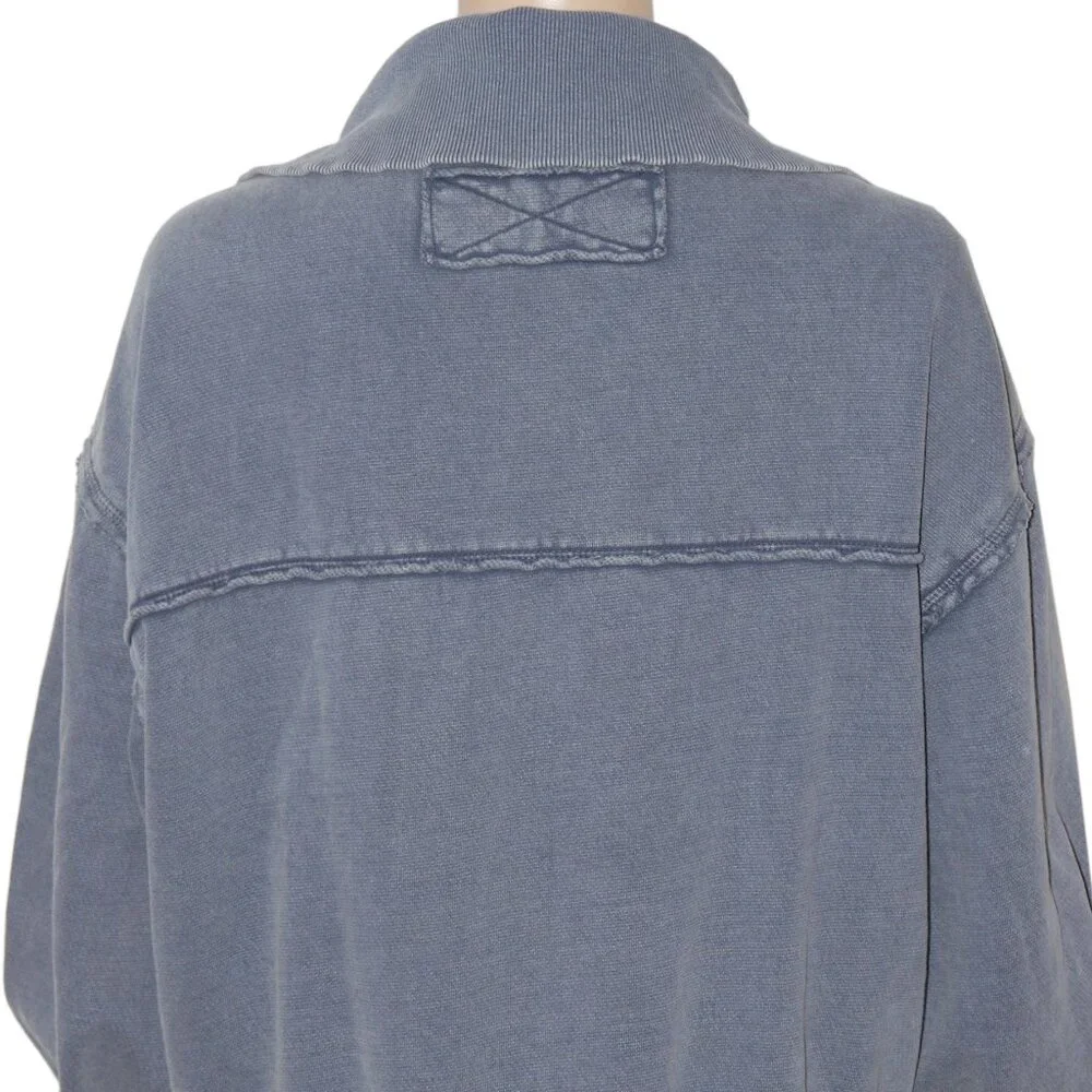 Free People Parker Half-Zip Pullover We The Free Deep Seas Ribbed Top XS